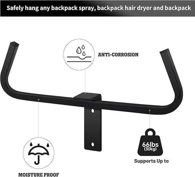 Backpack Sprayer Wall Mount Rack Hanger Backpack Leaf Blower Rack Holder Garden Tool Garage Organizer and Storage，Hunting Pack Storage Tactical Gear Stand (2 PCS)