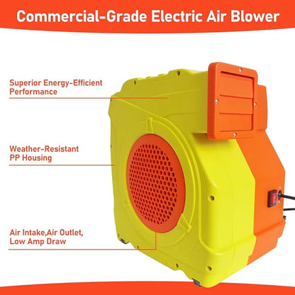 Inflatable Bounce House Blower,1400W-1600W,1.7 HP & 2 HP Dual Speed Inflatable Blower,Powerful Bounce House Air Blower Fan for Large Inflatable Bounce House, Bouncy Castle and Slides
