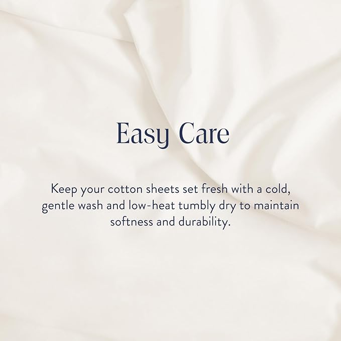 Brooklinen Luxury Sateen 4 Piece Queen Size Sheets Set in Cream - 100% Cotton Sateen Sheets - 1 Fitted Sheet, 1 Flat Sheet, 2 Pillowcases - Best Luxury Sheets