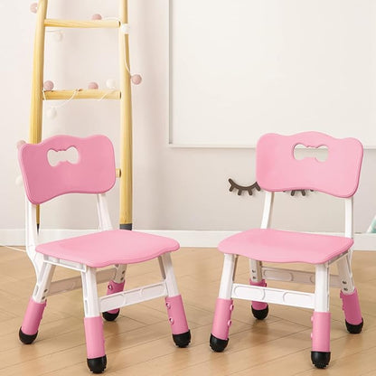 Adjustable Kid Chairs Indoor 3 Level Adjustable Suitable for Children Age 2-6. Maximum load-bearing 220LBS Suitable for Family Classroom and Nursery Child Seat Set (2-Pack-Pink)