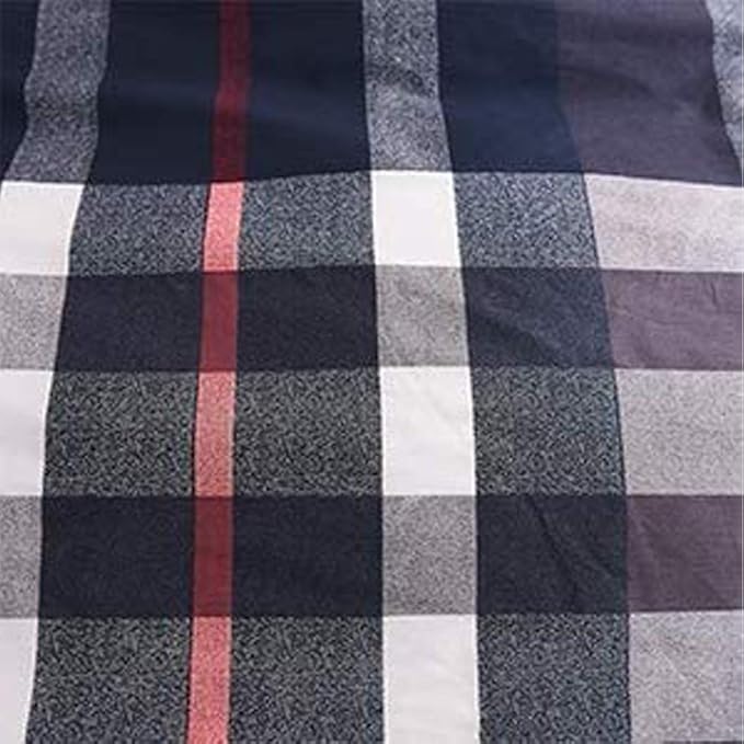 Navy Plaid Comforter Set Queen Checkered Bedding Set Navy Blue Tartan Grid Comforter Striped for Women Adult Navy Blue Checkered Blanket Set Dark Navy Queen Bed Comforter Set