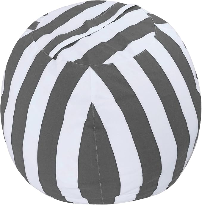2 PCS Stuffed Animal Storage Bean Bag Chair Cover, Cotton Canvas Beanbag with Zipper for Organizing Kid's and Adults Room Vertical Stripe Grey 24"