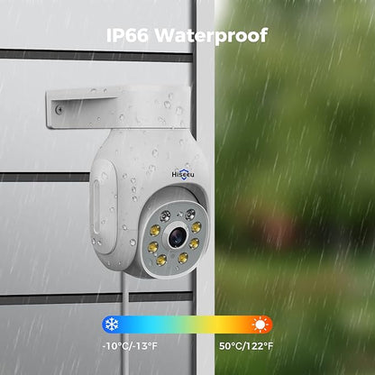 Hiseeu Wireless Camera Outdoor, 2.4G/5G 3MP WiFi Security Camera Color Night Vision, Pan&Tilt 360° View, Motion Detection, Siren/Motion/Light Alarm, IP66, Compatile NVR, No Monthly Fee