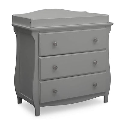 Delta Children Lancaster 4-in-1 Convertible Baby Crib & 3 Drawer Dresser with Changing Top, Grey