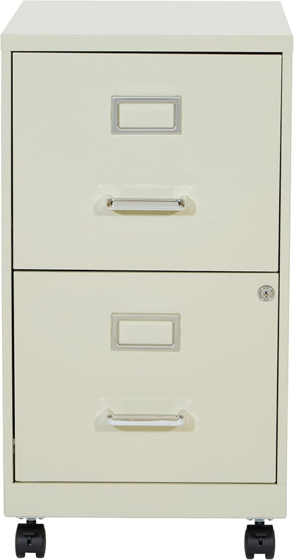 OSP Home Furnishings 2 Drawer Mobile Locking Metal File Cabinet, Tan