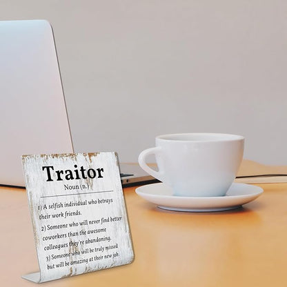Coworker Leaving Traitor Gifts Sarcastic Farewell Gifts for Coworkers Work Bestie Gifts Going Away Gift for Coworkers Woman Good Luck Gifts for Coworkers Leaving Colleague Farewell Signs Gift LD7