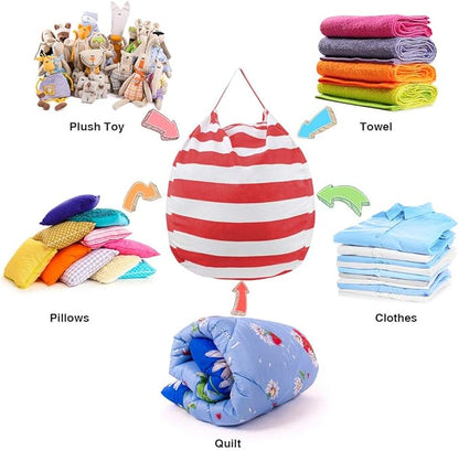 Stuffed Animal Storage Bean Bag Chair Cover for Kids room, 27Inch Stuff and sit storage bean bag for organizing boys and girls Plush Toy, christmas gifts—Red