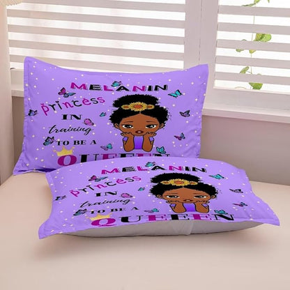 Black Girl Comforter Set Queen for Kids,Black Girl Magic Bedding Set,African American Girl Inspirational Quotes Comforter Set,Black Princess Bed Bedroom Set