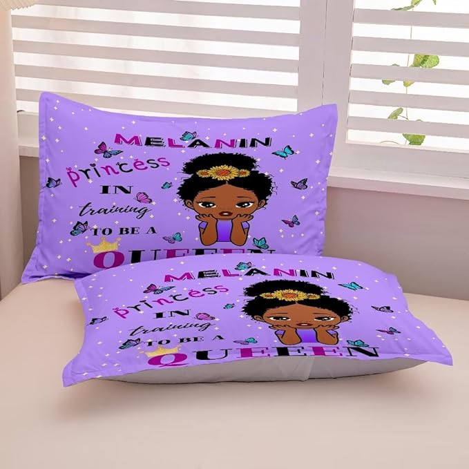 Black Girl Comforter Set Twin for Kids,Black Girl Magic Bedding Set,African American Girl Inspirational Quotes Comforter Set,Black Princess Bed Bedroom Set