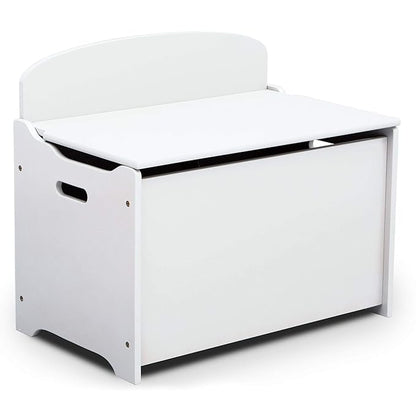 Delta Children MySize Deluxe Toy Box - Greenguard Gold Certified, Bianca White & Canton Toddler Bed, Cherry