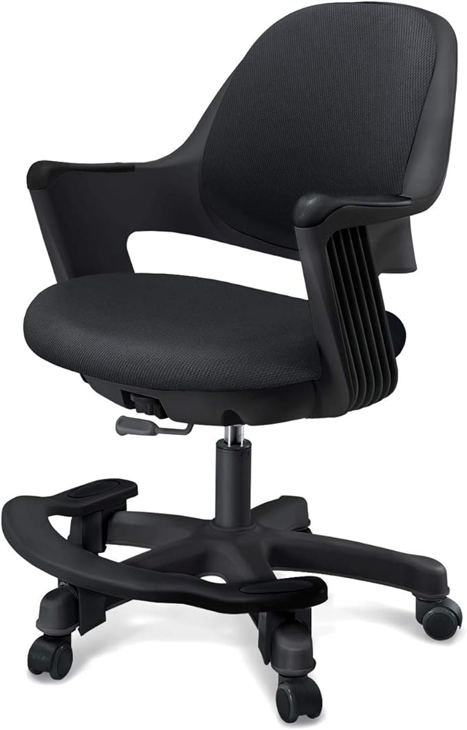 Kids Desk Chair: Ergonomic Kids Computer Chair | Adjustable Kids Office Chair with Wheels & Arms | Study Chair for Girls and Boys - Kids Chair Desk with Wheel Covers (Piano Black)