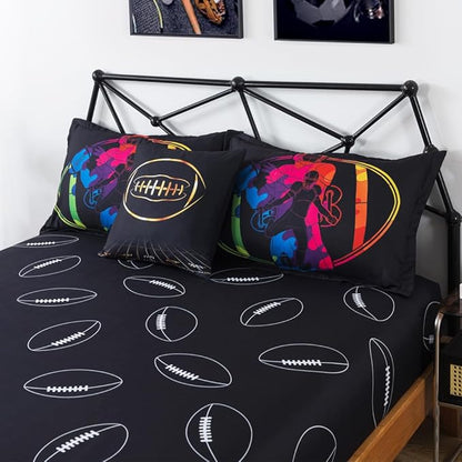 ADASMILE A & S Football Comforter Set Twin for Boys Kids American Football Bedding Set Sports Football Player Comforter with Football Sheets Twin Bed in A Bag Rugby Comforter Sets for Kids Home Decor