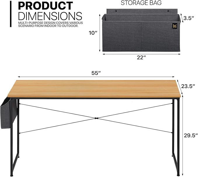 MoNiBloom Computer Desk, Modern Simple Style Laptop Table for Reading Writing Livingroom Bedroom - Light Walnut