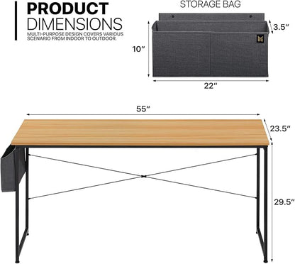 MoNiBloom Computer Desk, Modern Simple Style Laptop Table for Reading Writing Livingroom Bedroom - Light Walnut