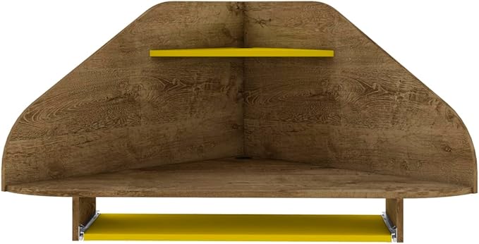 Manhattan Comfort Bradley Mid Century Modern Home Office Floating Cubicle Section Study Desk, 2 Piece, Rustic Brown/Yellow