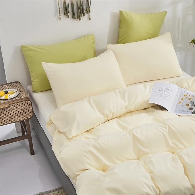 Light Yellow Comforter Set Queen Off White Bedding Set Beige Comforter Set Queen Men Breathable Ivory Bedding Set Women Soft Off White Queen Ivory Bedding Comforter Set Queen