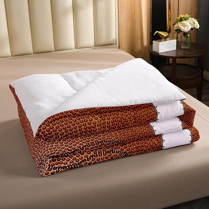 Erosebridal Football Bedding Sets Queen Size Outdoor Games Sports Down Comforter for Boys Kids Red Brown Ball Comforter Set Football Athletic Quilted Duvet with 1 Comforter and 2 Pillow Cases