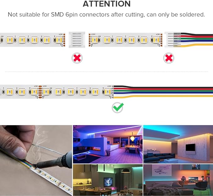 BTF-LIGHTING RGBCCT 5 Colors in 1 LED Tape Lights 5050SMD RGBWW RGB+Dimmable Color Temperature 2700K-6500K 16.4ft 96LED/m 480LED IP65 DC24V White PCB for Home Decoration(No Adapter or Controller)