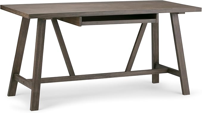 SIMPLIHOME Dylan SOLID WOOD Modern Industrial 60 inch Wide Home Office Desk, Writing Table, Workstation, Study Table Furniture in Driftwood