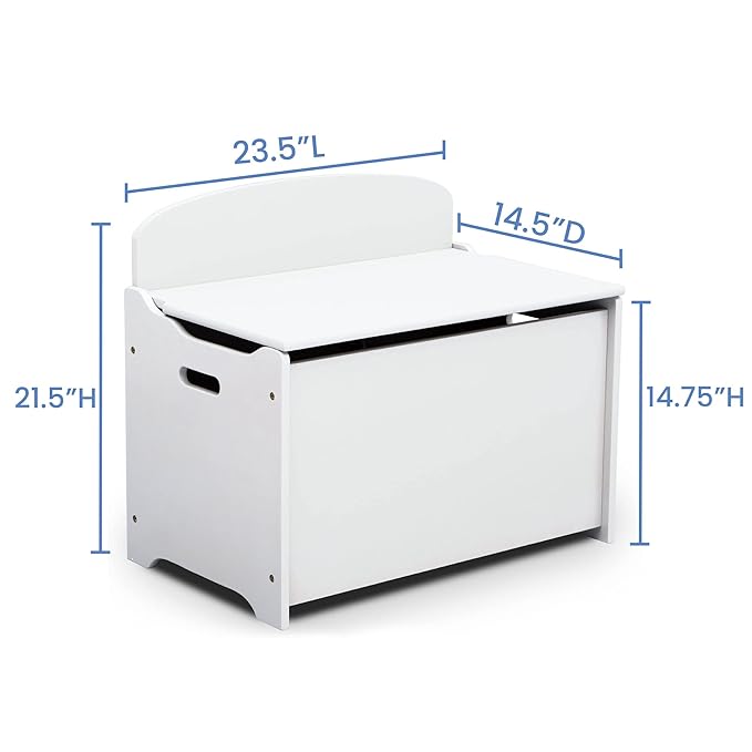 Delta Children MySize Deluxe Toy Box - Greenguard Gold Certified, Bianca White & Canton Toddler Bed, Cherry