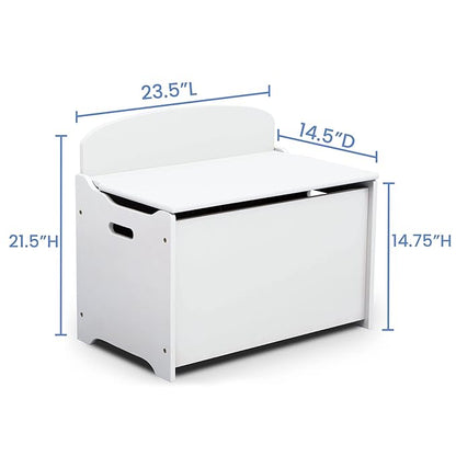 Delta Children MySize Deluxe Toy Box - Greenguard Gold Certified, Bianca White & Canton Toddler Bed, Cherry