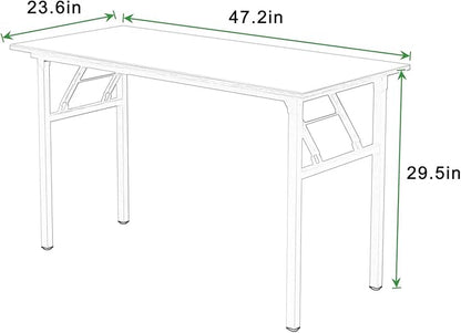 DlandHome Folding Computer Desk Table 47inch Writing Desk No Need Installation Home Office Folding Table Workstation