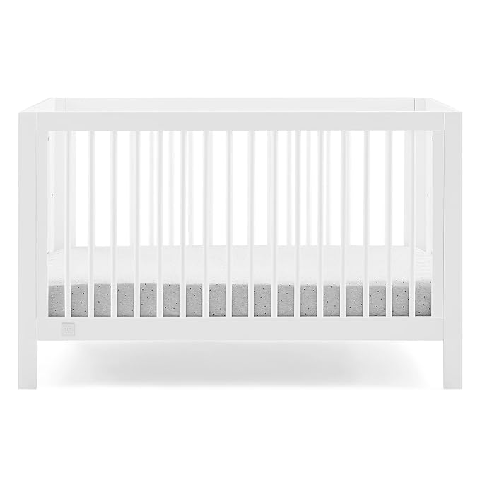 Delta Children babyGap Charlie 6-in-1 Convertible Crib + Brannan Bear Bookcase with Bins + Brannan Bear Wall Shelf with 4 Hooks, Bianca White (Bundle)