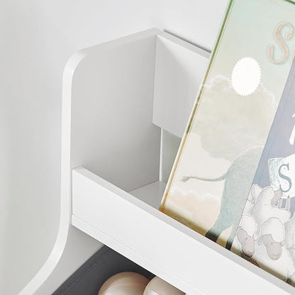 Haotian KMB71-W, White Children Kids Bookcase with Removable Boxes, Kid's Book Shelf Toy Shelf with Large Storage Drawer, Kids Storage Shelf Organizer with Storage Chest