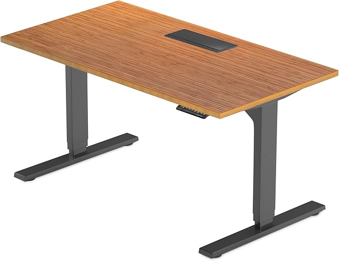 Standing Desk Bamboo top 72×30 - Adjustable Height Large Stand Up - Motorized Ergonomic Raised - Computer Desk for Home and Office