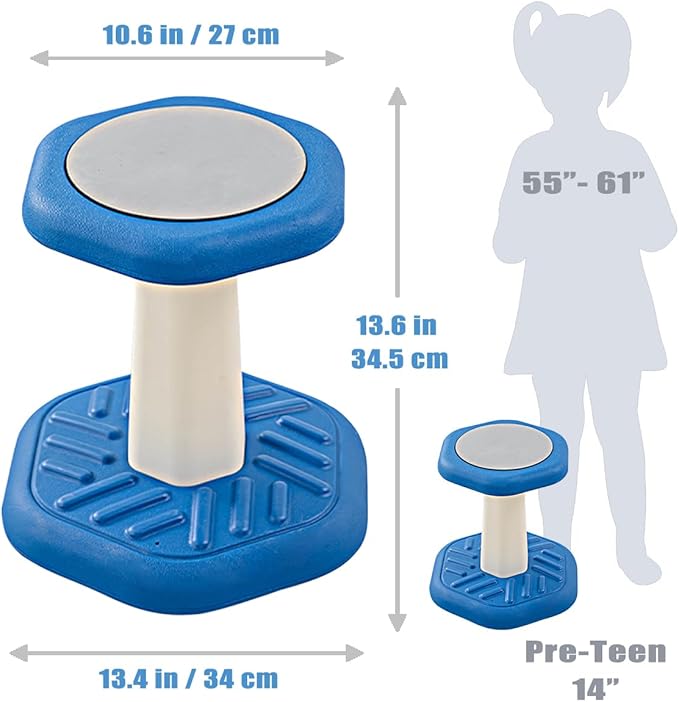 Active Chairs Kids Preschool Wobble Stool - Alternative Flexible Seating Balance Wiggle Stool for Classroom,Preschool,Kindergarten&Elementary School,Active Sensory Chairs,Ages3-8,Blue(14in)