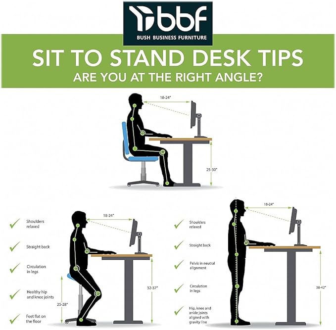 Bush Business Furniture Move 60 Series Electric Ergonomic Sit-Stand Computer Table for Home and Professional Office, 60W x 30D, Platinum Gray