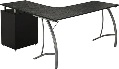Techni Mobili Modern Computer File Cabinet and Storage L-Shaped Desk, Espresso