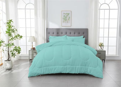 3 Piece Solid Color All Season Bedding Comforter Set Microfiber Soft Lightweight Bedding Set for Kids Teens Adults Room Decor with 1 Comforter and 2 Pillowcases King