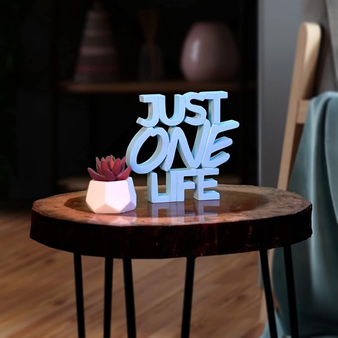 NUKKAD TALES Just One Life – Blue, Aesthetic table decor for home or office, desk or Shelf. Quirky room decoration showpiece, ideal for birthday gift, corporate gift, and inspiring wall decor