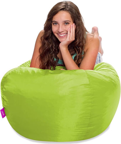 Posh Creations Structured Comfy Seat for Playrooms and Bedrooms, Large Bean Bag Chair, 100in Round Classic Bean Bag, Lime