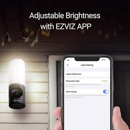 EZVIZ 2K+ Smart Outdoor Security Camera with Floodlight, Built-in 32G Storage, Colour Night Vision, Siren & Light Alarm, AI Human Detection, Two-Way Talk, Waterproof, Hardwired Installation (LC3)