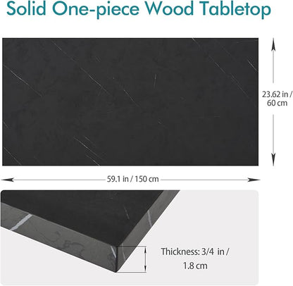 Kaboon Universal Tabletop 59.1"x23.62", Solid One-Piece Melamine Table Top, Double Desk L-Desk DIY, Home and Office Countertop, Cloud Atlas/Black Marble