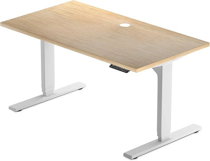 Standing desk bamboo, dual motor stand up desk adjustable height electric 48x30 - Bamboo Light Matte, White Frame
