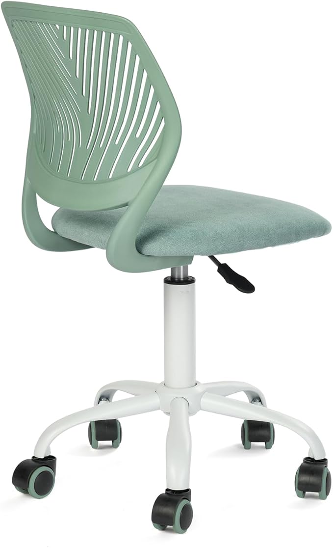 FurnitureR Writing Task Chair for Teens Boys Girls 360 Rolling Wheels Fabric Soft Pad Seat Breathable Backrest, Height Adjustable Liftup 29.5"-34.3", Morandi AQUA