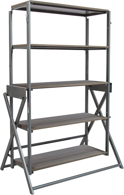 Origami Modern 2 in 1 Shelf to Table Style, Organizer Deco Rack Magically Turn to a Table/Desk in a Second,Fully Assembled, Platinum/Gray US Patent Pending (STT-PLAGRY)