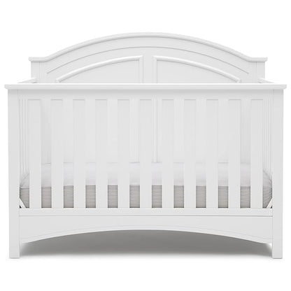Delta Children Perry 6-in-1 Convertible Crib - Greenguard Gold Certified, Bianca White + Simmons Kids Radiant Sky Dual Sided Baby Crib Mattress and Toddler Mattress (Bundle)