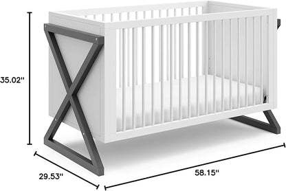 Storkcraft Equinox 3-in-1 Convertible Crib (Gray) – Easily Converts to Toddler Bed and Daybed, 3-Position Adjustable Mattress Support Base, Modern Two-Tone Design for Contemporary Nursery