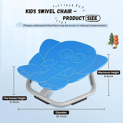 Elephant Kids Swivel Chair, Seat and Spinning Chair, Body Coordination Training Chair, Dark Blue Non Slip Sensory Toys 360° Spinning Chair for Autistic Kids Aged 3+, Improving Kid's Physical Fitness