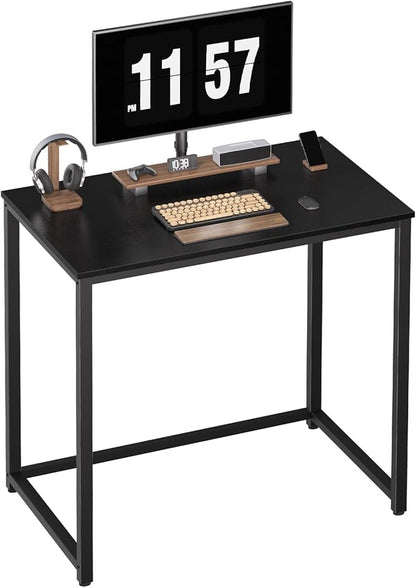 SINPAID Small Computer Desk 31.5 inches Desk for Small Spaces Sturdy Home Office Desk Modern Gaming Desk Study Writing Laptop Table, Black Desk