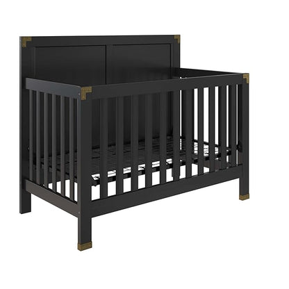 Baby Relax Miles 5-in-1 Convertible Crib, Solid Pine Wood, Black
