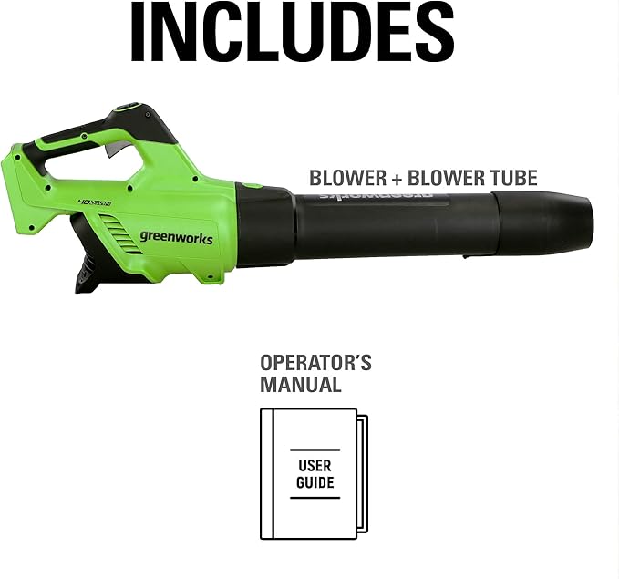 Greenworks 40V (120 MPH / 500 CFM / 75+ Compatible Tools) Cordless Axial Leaf Blower, Tool Only