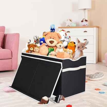 VICTOR'S Toy Storage Organizer - Extra Large Toy Box Chest Storage Boxes Bins Baskets for Kids, Boys, Girls, Nursery Room, Playroom (New Black)