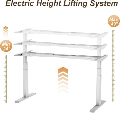 Electric Standing Desk Frame Dual Motor Height Adjustable Desk Motorized Stand Up Desk-White(Frame Only)
