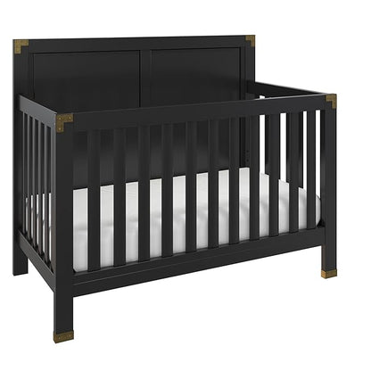 Baby Relax Miles 5-in-1 Convertible Crib, Solid Pine Wood, Black