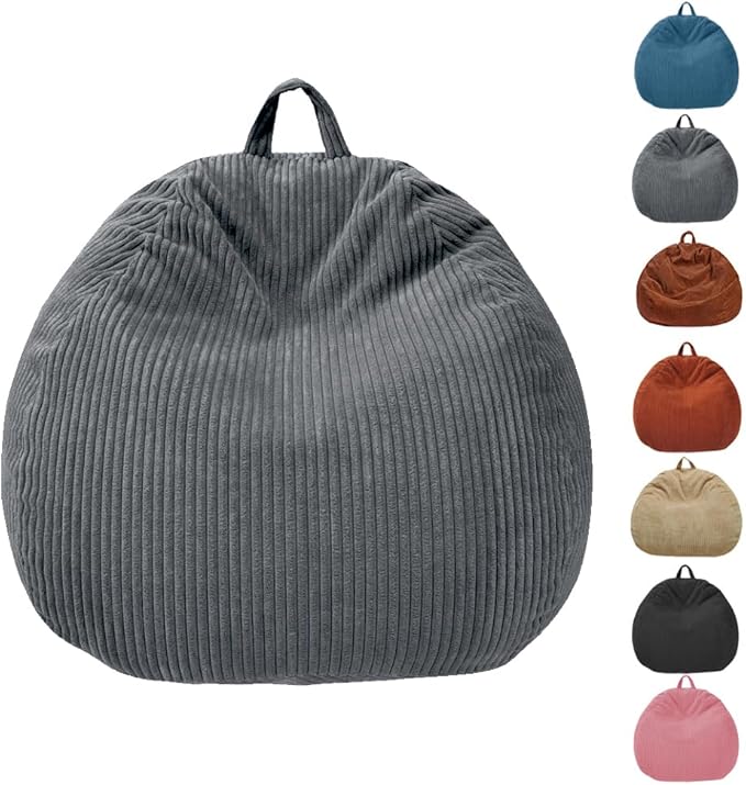 Bean Bag Chairs Cover (No Filler),Bean Bag Cover,Bean Bag for Kids,Adults,Teens-Large 36 x 45 inches Gray Bean Bags